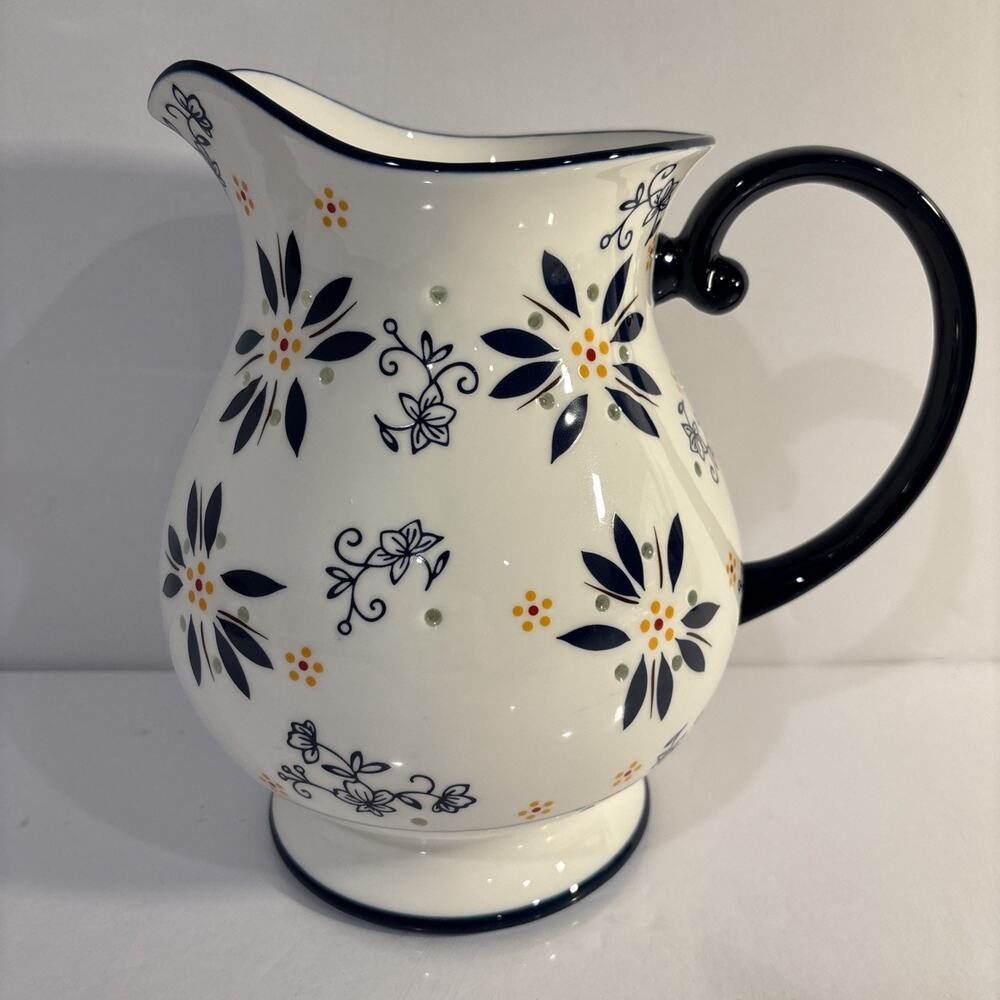 Temp-tations By Tara Illuminated Pitcher 2.5 Qt. Blue Floral NIB Vintage